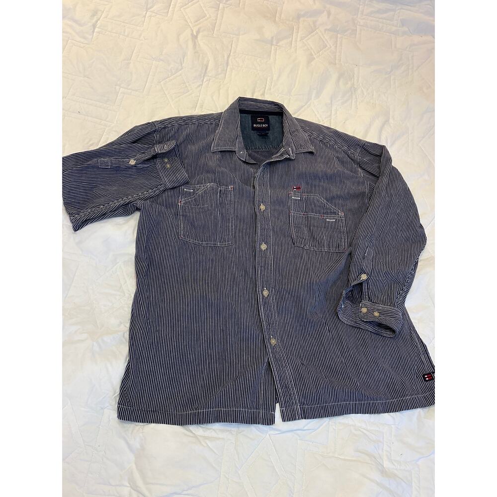 Vintage Bugle Boy Striped Jean Shirt